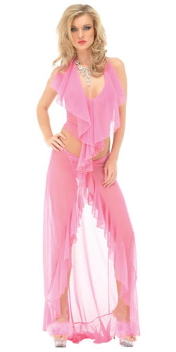 Pink Mesh Ankle Length Set