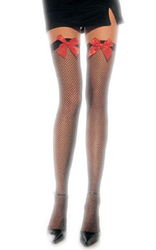 Fishnet Hold Ups with Satin Bow